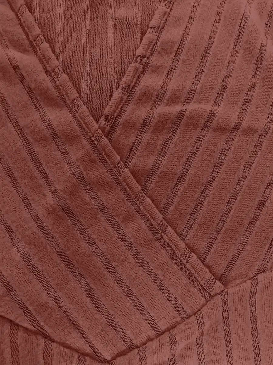 Ribbed Surplice Long Sleeve T-Shirt - Love Salve